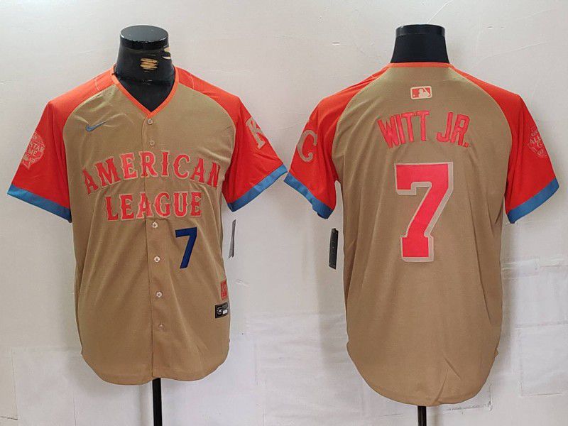 Men Kansas City Royals #7 Witt jr Orange All star 2024 Nike MLB Jersey style 3->kansas city royals->MLB Jersey